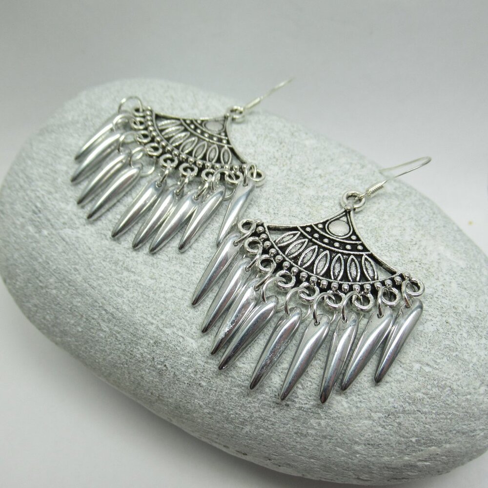 Unique statement fan dangle earrings
